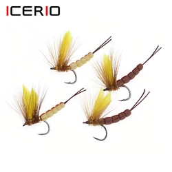 ICERIO 3PCS Yellow Wing Mayfly Foam Tail Dry Fly Trout Fishing Lure Baits Flies