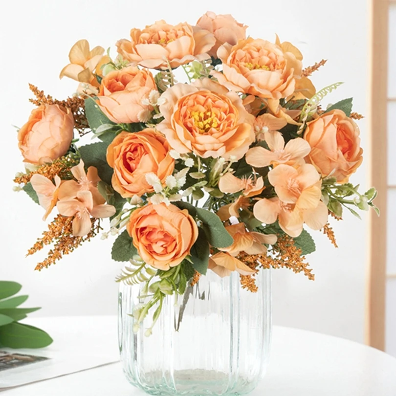 

1Pc Artificial Flowers Silk Hydrangea Peony Wedding Halloween Bundle Festive Home Room Decor Outdoor Graden Celebration Diy Gift