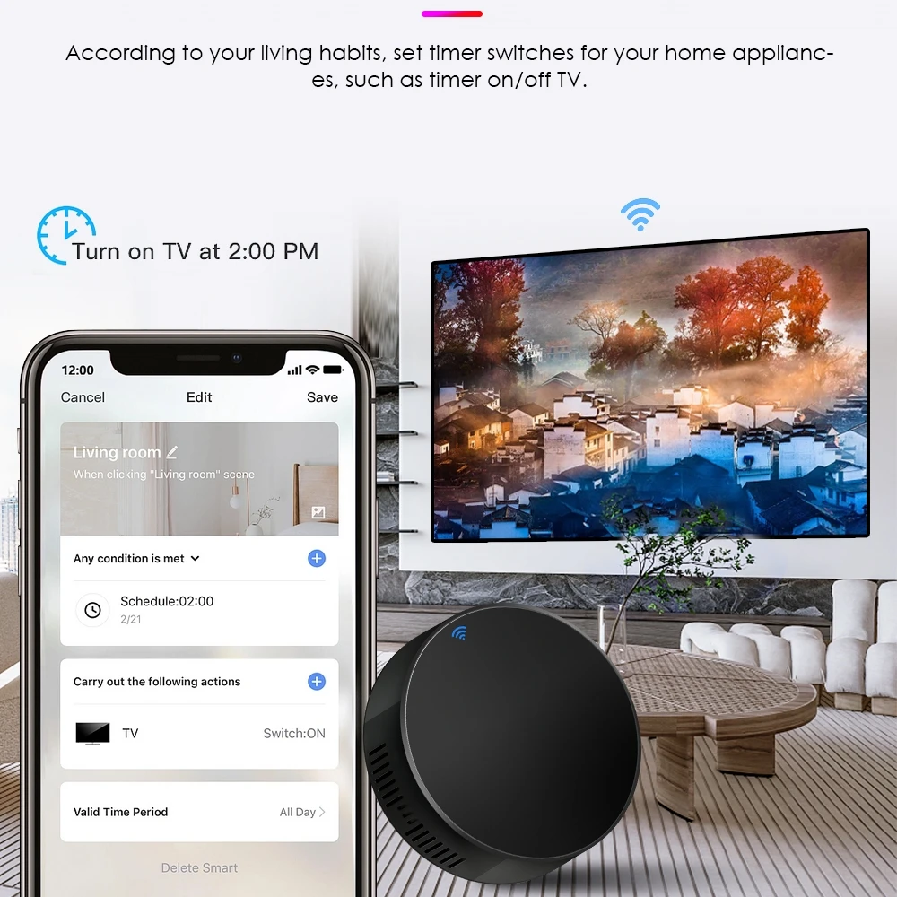 Tuya WiFi IR Remote Control With Temperature Humidity Sensor Universal Infrared Controller For Air Conditioner With Alexa Google