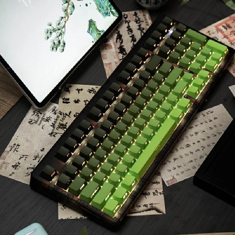 Zoh Zh980 Matcha Side Engraving Wired Wireless Bluetooth Customization For Women Office Mahjong Sound Mechanical Keyboard