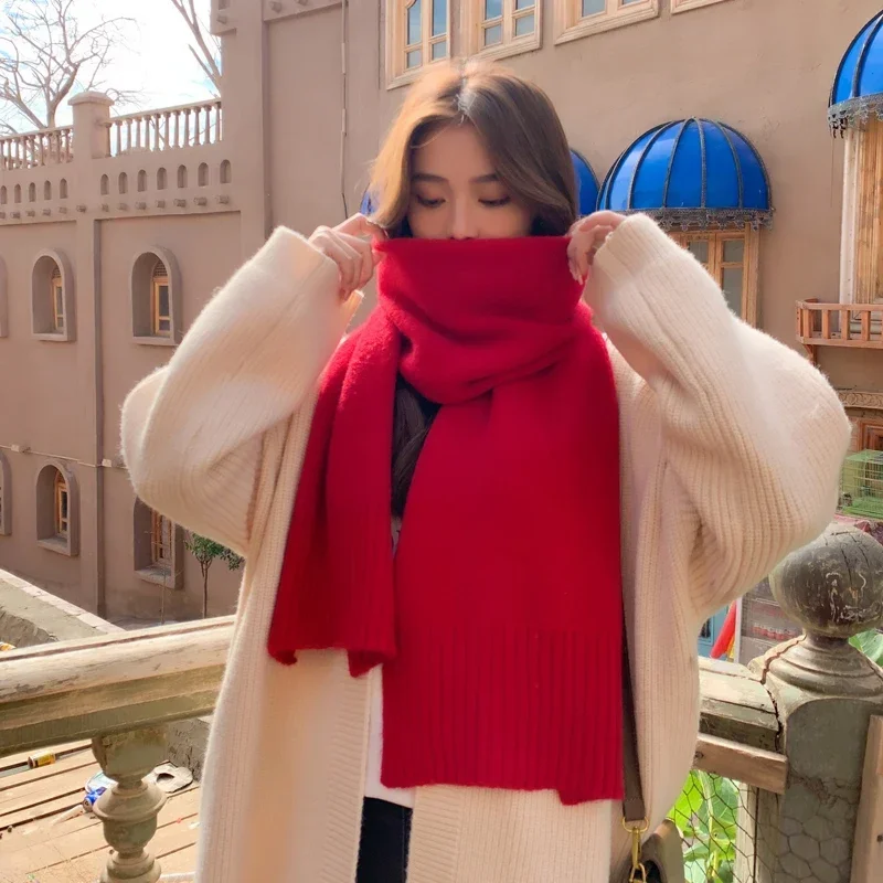 أحدث وشاح عيد الميلاد للسيدات لعام 2025 - شال طويل من الصوف الأحمر والأخضر، لفافة دافئة وناعمة مكتنزة لخريف وشتاء مناسب تمامًا #1