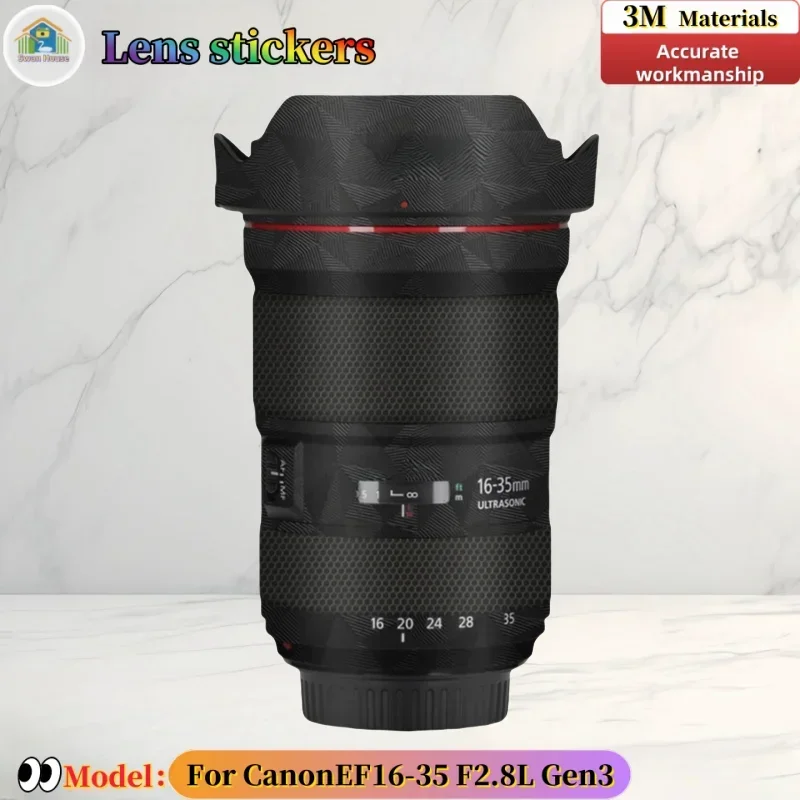 EF1635F2.8L para CanonEF16-35 F2.8L Gen3 pegatina de lente de cámara, piel DIY, película protectora resistente al desgaste de sastrería de precisión