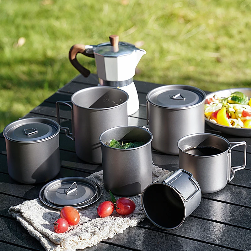 Tasse de Pot en titane 380ml, tasse de Camping, tasse en titane pur, tasse à café pour l'extérieur