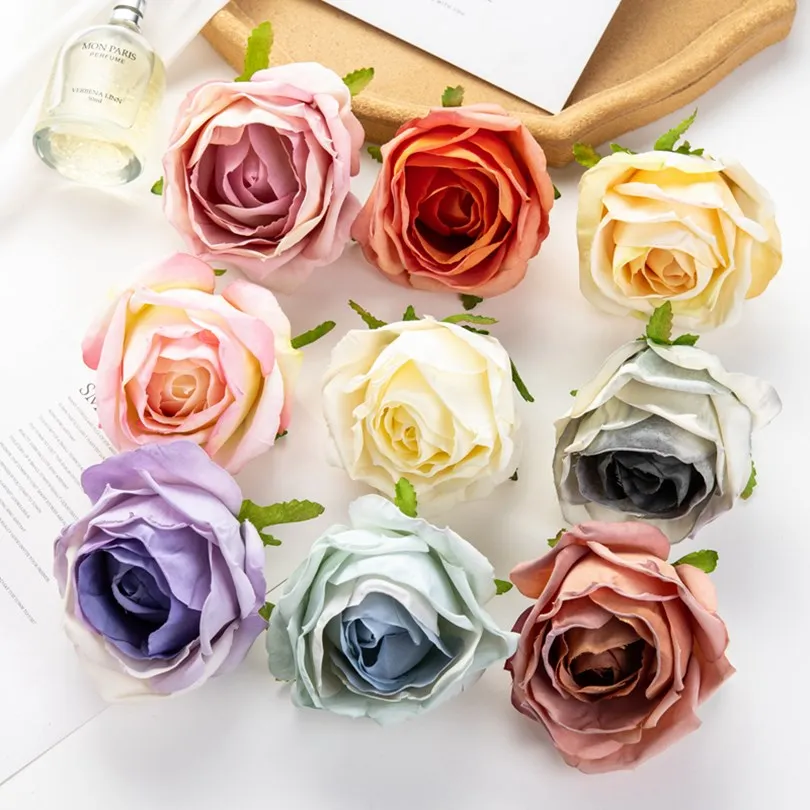 

30Pcs Artificial Flowers for Scrapbook Home Decor Christmas Wedding Party Silk Roses Wreath Diy Candy Box Handicraft Fake Plants