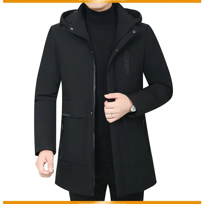 Men Long Thickened Parkas Winter Jacket Luxury Warm Coat Zipper Windproof Windbreaker Thick Cotton-padded Jacket Men Clothing