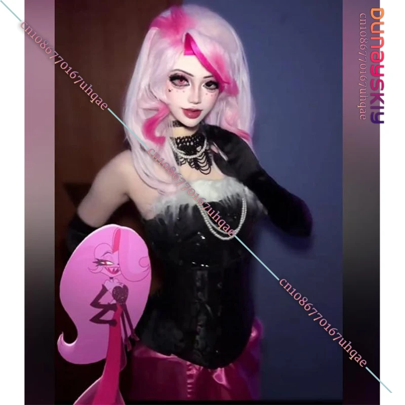 

SAIKOU*/Angel AD Dustst Slim Fit Sexy High Slit Evening Gown Strapless Dress Wigs Halloween Cosplay Anime Hotel Hassbin Season 2