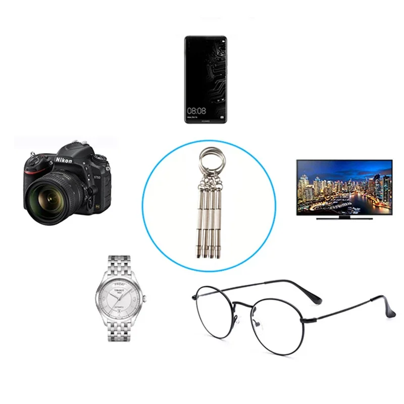 1pc 3 In 1 Eyeglass Screwdriver Sunglass Glasses Watch Portable Stainless Steel Keychain Screwdriver Repair Kit Tools Hand Tools