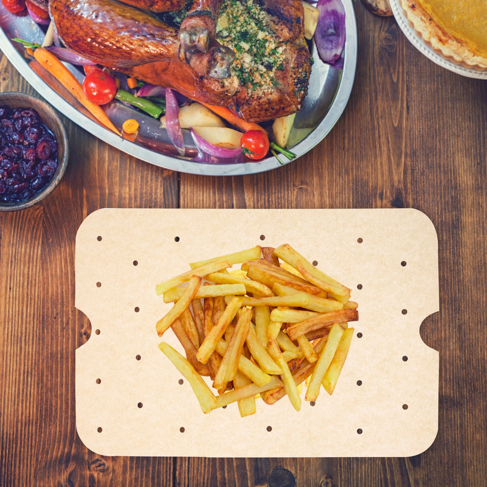 

100 Sheets Air Fryer Liner Disposable Paper Perforation Solvent-free Silicone Oil