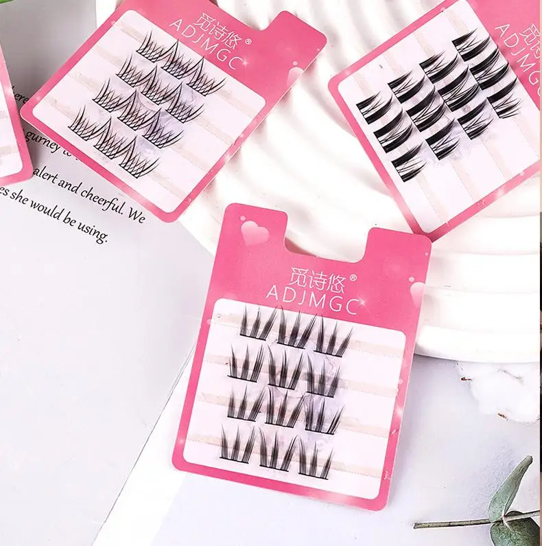 ขนตาปลอมแบบแบ่งส่วนสำหรับผู้หญิงต่อขนตาธรรมชาติแผ่นบางปีศาจน้อยสไตล์ดอกทานตะวันแพ็คเดินทางเครื่องมือแต่งหน้า