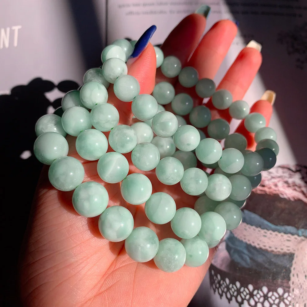 Wholesale 1pcs Natural Green Angelite Bead Bracelet 6mm 8mm 10mm Round Bead ,Genuine Semi-Precious Gem Stone Jewelry,18cm