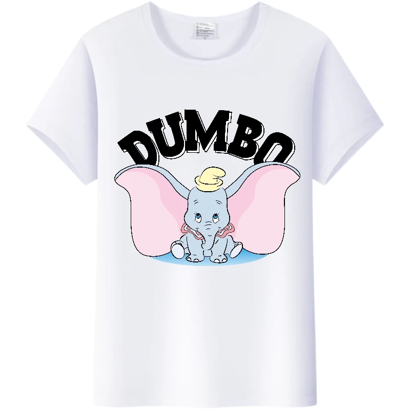 Cute Disney Cartoon Tees Dumbo Graphics Women 2024 Summer Tops Short Sleeve Hip Hop Men T-Shirts White Clothes 90S Girl Blouses