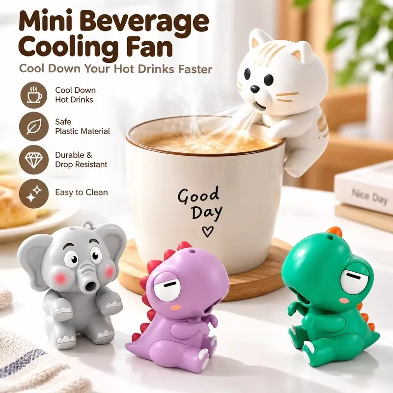Portable Food Cooling Fan Mini Elephant Shape Cup Hanging Blowing Baby Food Cooling Gadget Portable Kids Toy Safe Soft Wind