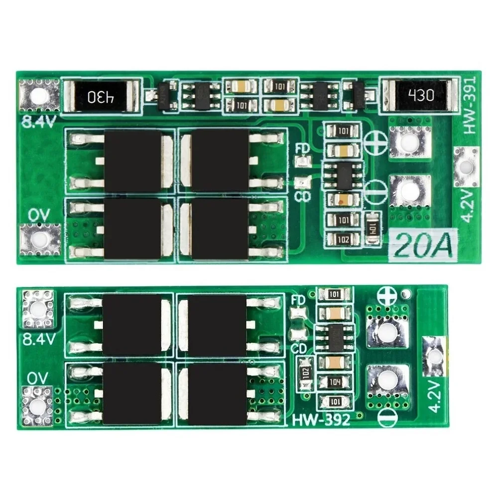 2S 20A 7.4V 8.4V 18650 Lithium Battery Protection Board/BMS Board Standard/Balance For DIY