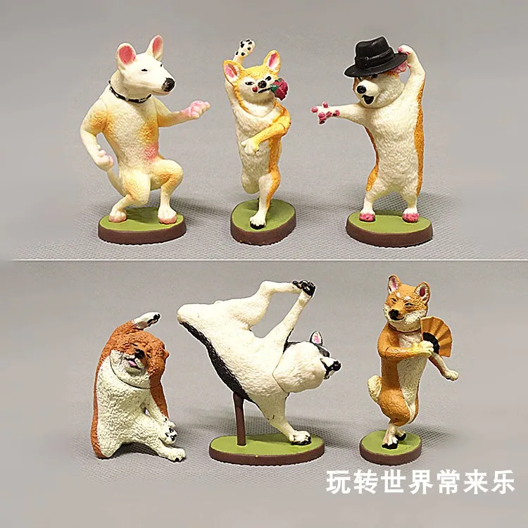 6個/セット ガシャポン ヨガ犬人形 面白いクリエイティブな動物犬ダンスマスターブラインドボックスおもちゃ デスクトップ装飾アニメ周辺グッズギフト