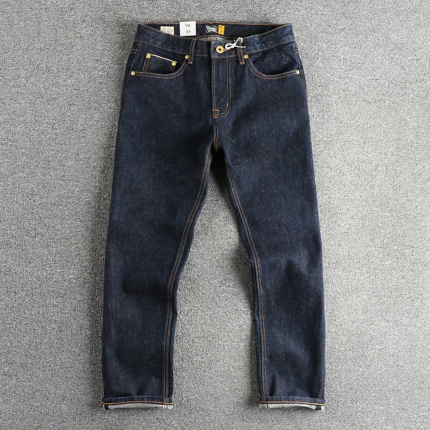 

100% хлопок, высокое качество, тяжелые джинсы 14 унций, необработанные джинсы для мужчин, американские винтажные повседневные зауженные прямые брюки, молодежные