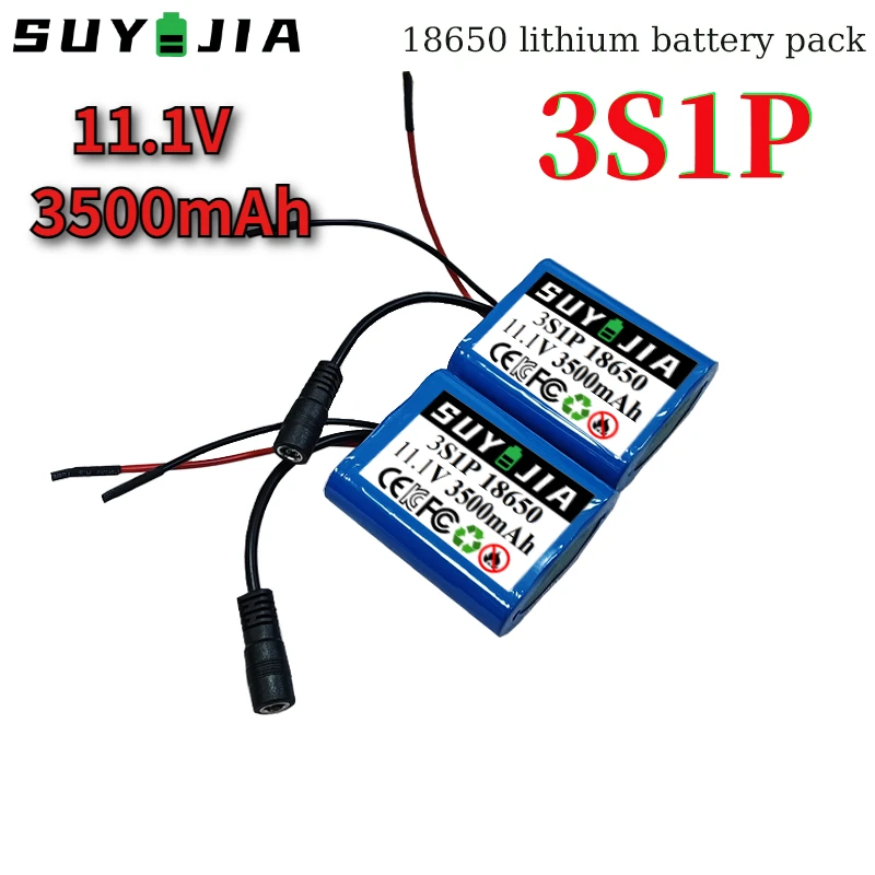 

11.1V 3S1P Battery 12V/11.1V 18650 Li-ion Battery Pack 3500mAh Backup Power Supply CCTV Camera Fascia gun lithium-ion battery