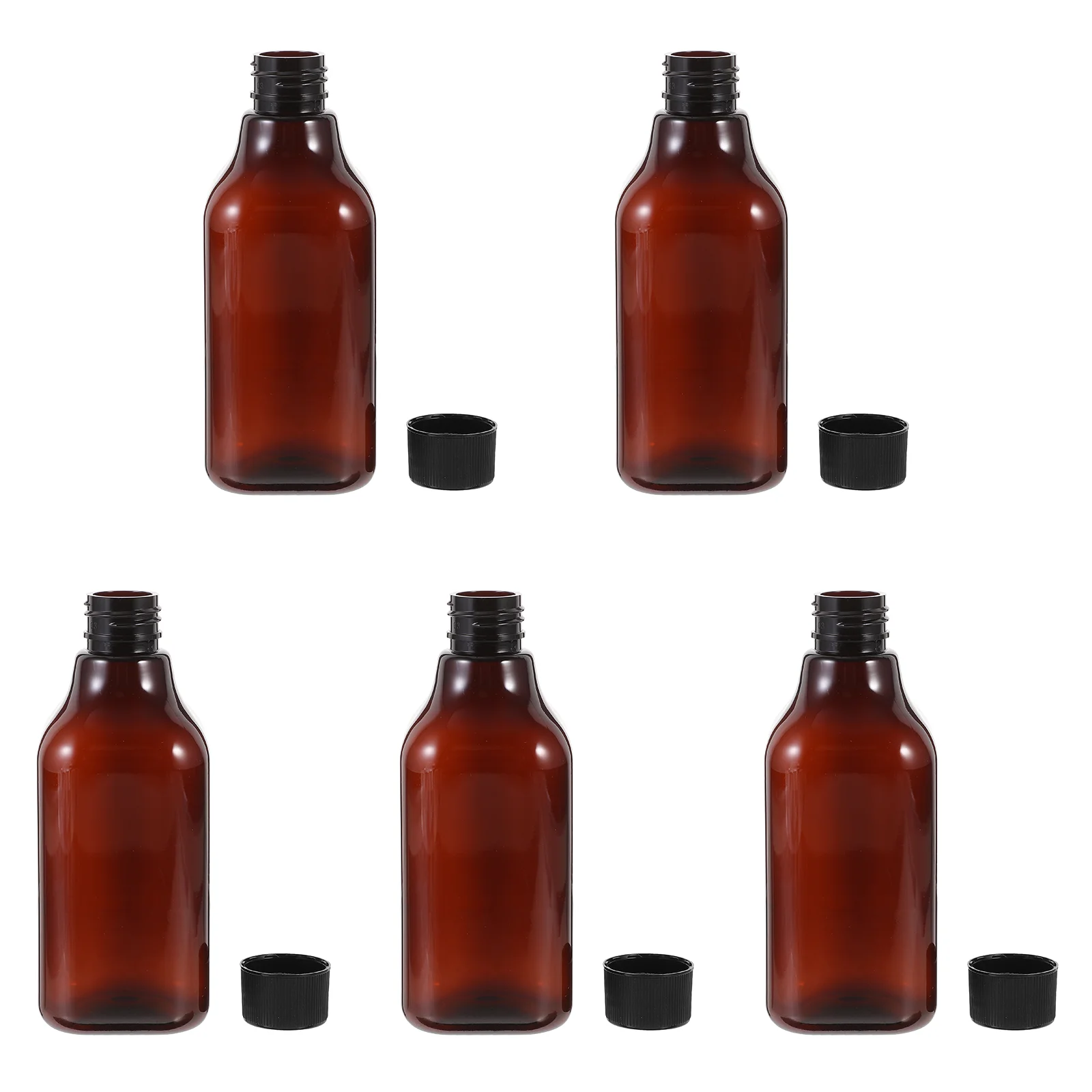 5 Pcs Long Neck Square Bottle Refillable Lotion Bottles Travel Shampoo and Conditioner Containers