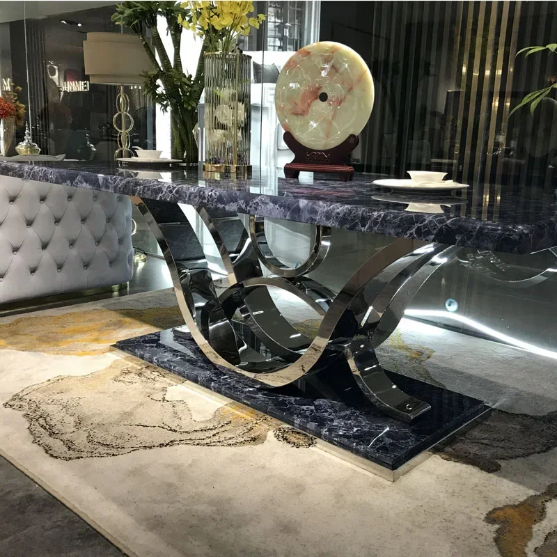 

Modern luxury fashion home furniture dining room marble top square 6,8,10,12 chairs tables restaurant dinning table set