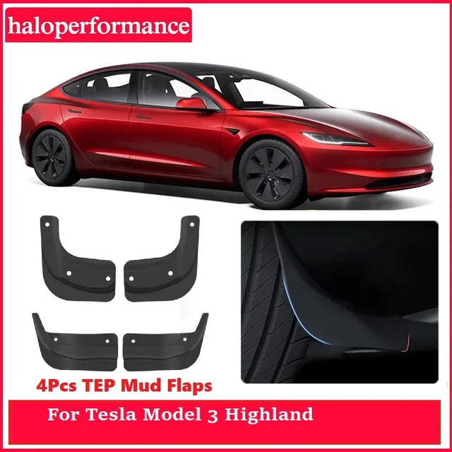 Miękkie błotniki dla Tesla Model 3 Highland 2024 TPE błotniki oryginalny Design błotnik chroniający przed śniegiem