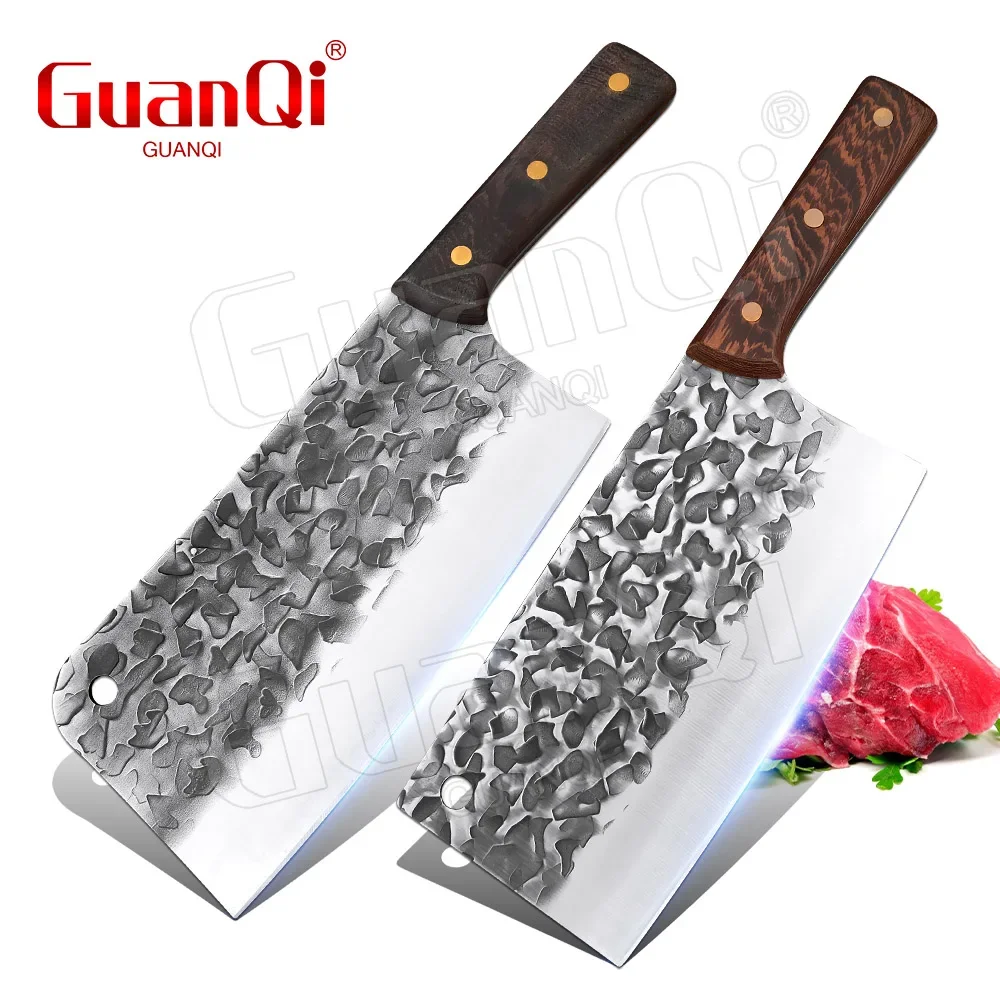 8 inch High Carbon Steel Chef Butcher Knife Handmade Forged Kitchen Knives Chinese Chopping Cleaver Knife Cooking Tools