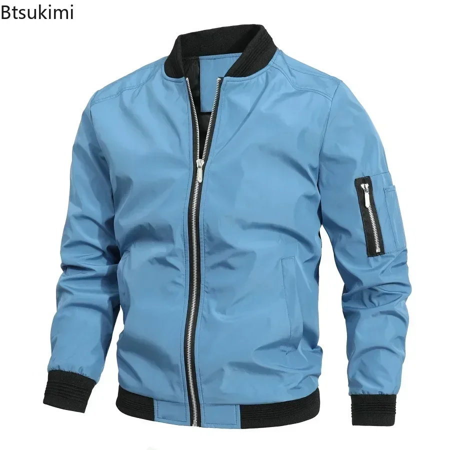 2026 Men's Fashion Jacket Coats All Match Business Casual Bomber Jackets Male Simple Streetwear Stand Collar Windproof Coat Men
