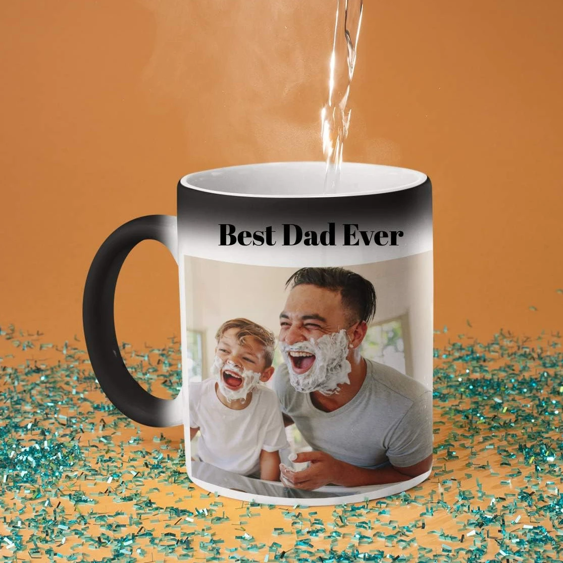 

11oz Personalized Magic Coffee Mug with Photo Heat Sensitive Custom Coffee Mug Color Changing Cups for Family Couple Women Gift