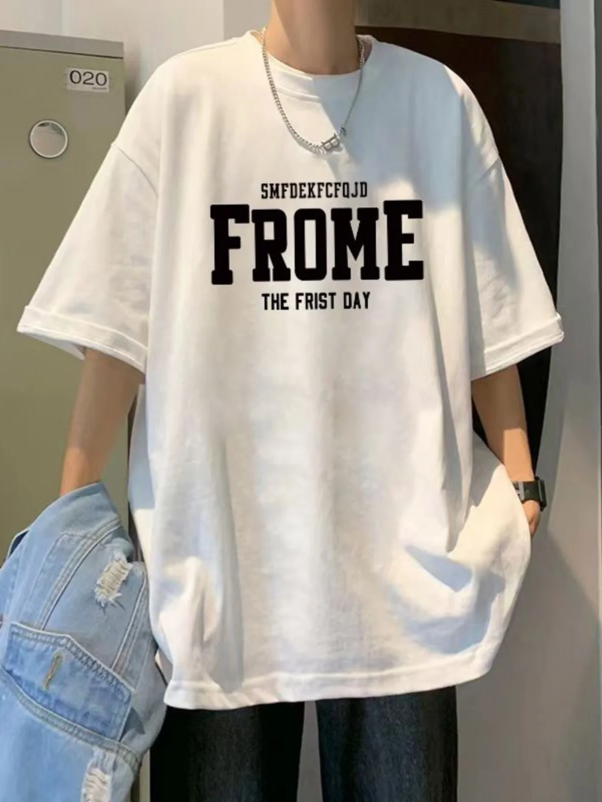 

Trendy Brand 100% Cotton Letter Short-sleeved T-shirt Men's Summer Loose Large Size T-shirt Ruffian Handsome American Couple Top