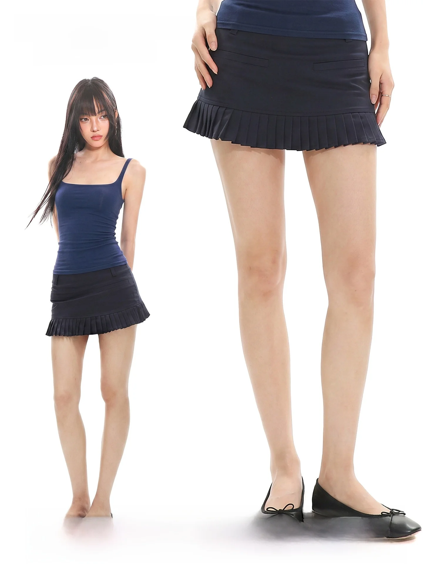 

Low Waist Pleated Skirt Women's Summer Casual Half-length Skirts Tuck-in Design Gathered A-Line Silhouette Gathered