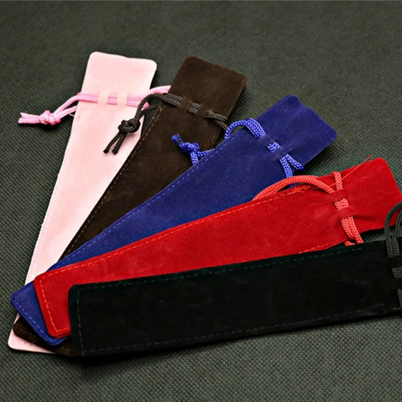 Velvet Pen Pouches, Single Pen Sleeve Holder with Drawstring Small Case Pencil Pouch for Protecting Gifting Storing Pen