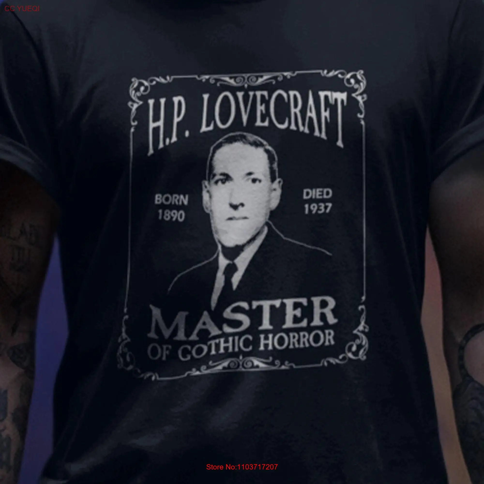 Футболка с длинным или коротким рукавом H P Lovecraft Master of Готический ужас