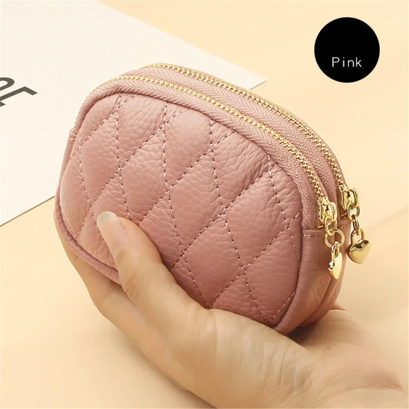 2024 New Fashion Women Mini  Leather Wallet Card Holder Coin Purse Short Wallets Small Purse Zipper Keychain Clutch Bag