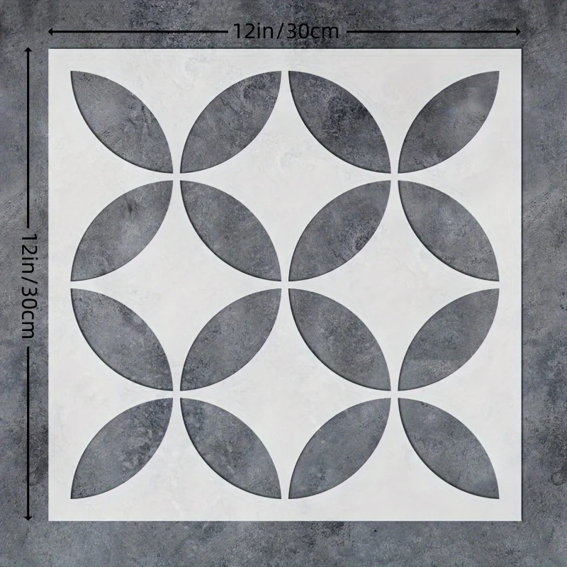 2pc12in/30cm 기하학적 원형 벽 장식 스텐실 |   재사용 가능 |   DIY 에어브러시 페인트 |   현대적인 미니멀리스트 스타일 |   바닥 타일 템플릿