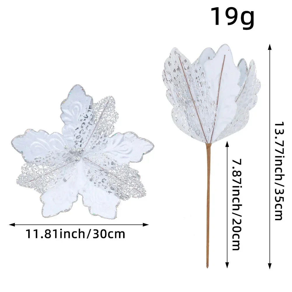 Stunning 30cm Christmas Poinsettia Glitter Flower Elegant Tree Decoration for Celebrations and Special Occasions