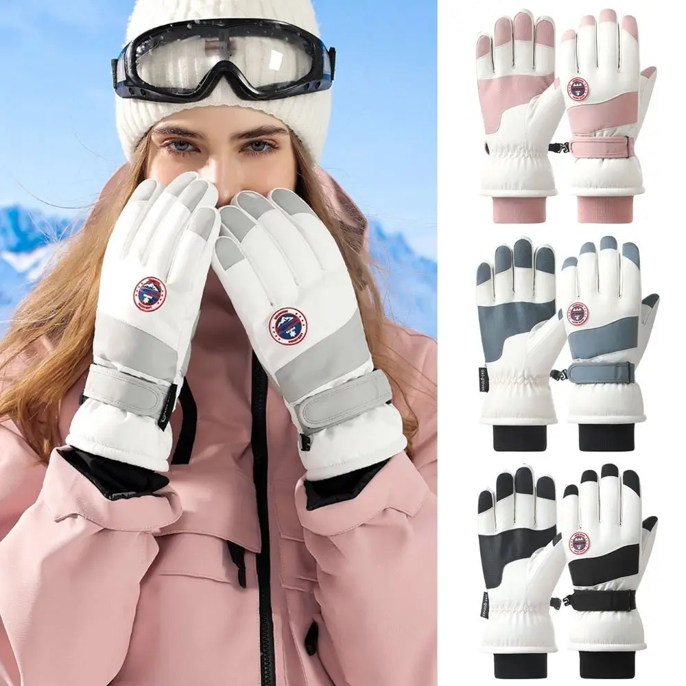 Guanti da sci per Snowboard invernali guanti da equitazione caldi in peluche per moto impermeabili con Touch Screen antiscivolo