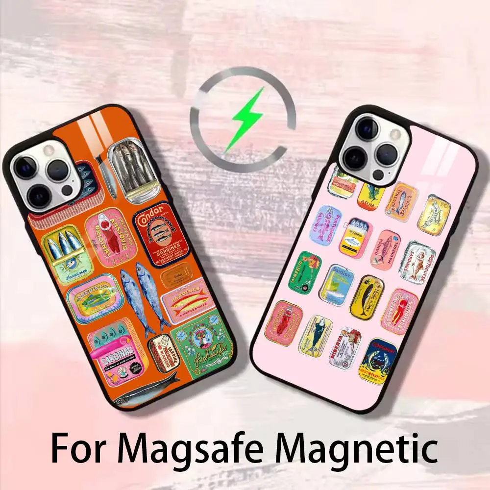 

S-Sardines Canned Phone Case For iPhone 17,16,15,14,13,12,Plus,Pro,Max For Magsafe Magnetic Wireless Charge