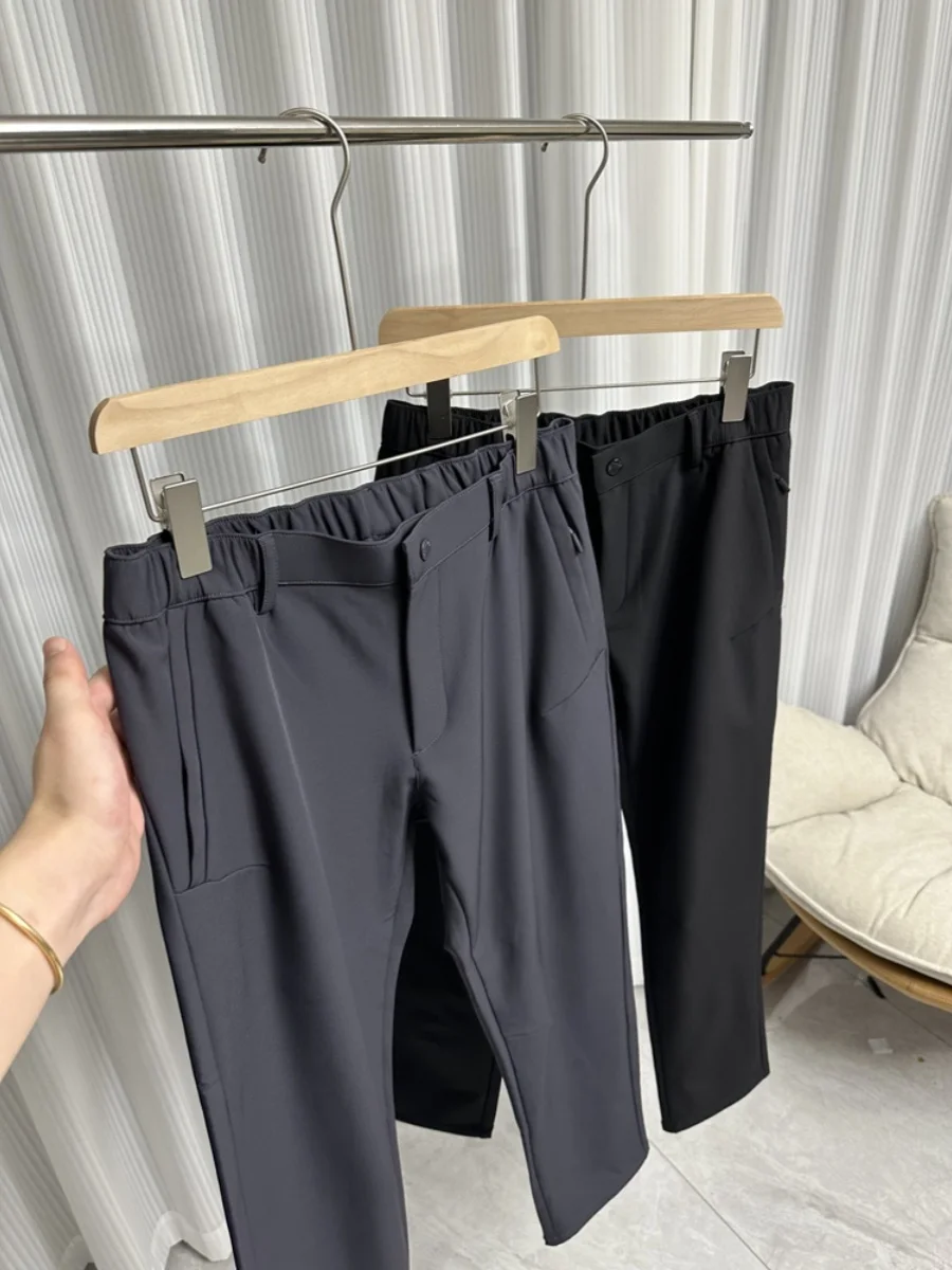 

Повседневные брюки с высокой эластичной резинкой на талии для мужчин, 3D Micro Cone Ape, прямая длина, летние модные молодежные однотонные брюки