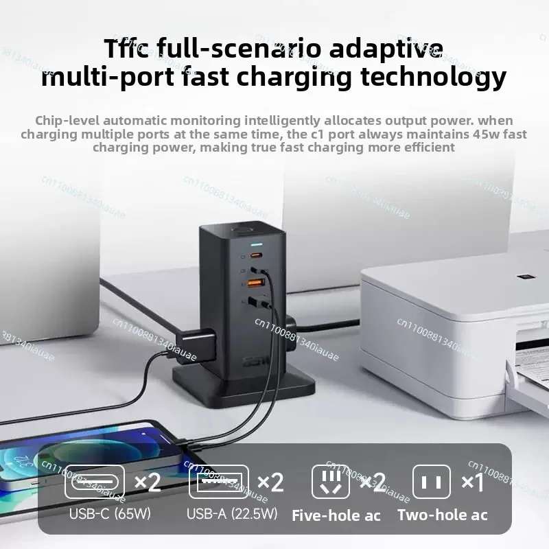 Fotografia 3: Tomada de Carregamento de Mesa 65W com Cabo Extensor USB, Cabo Mini Torre Plug