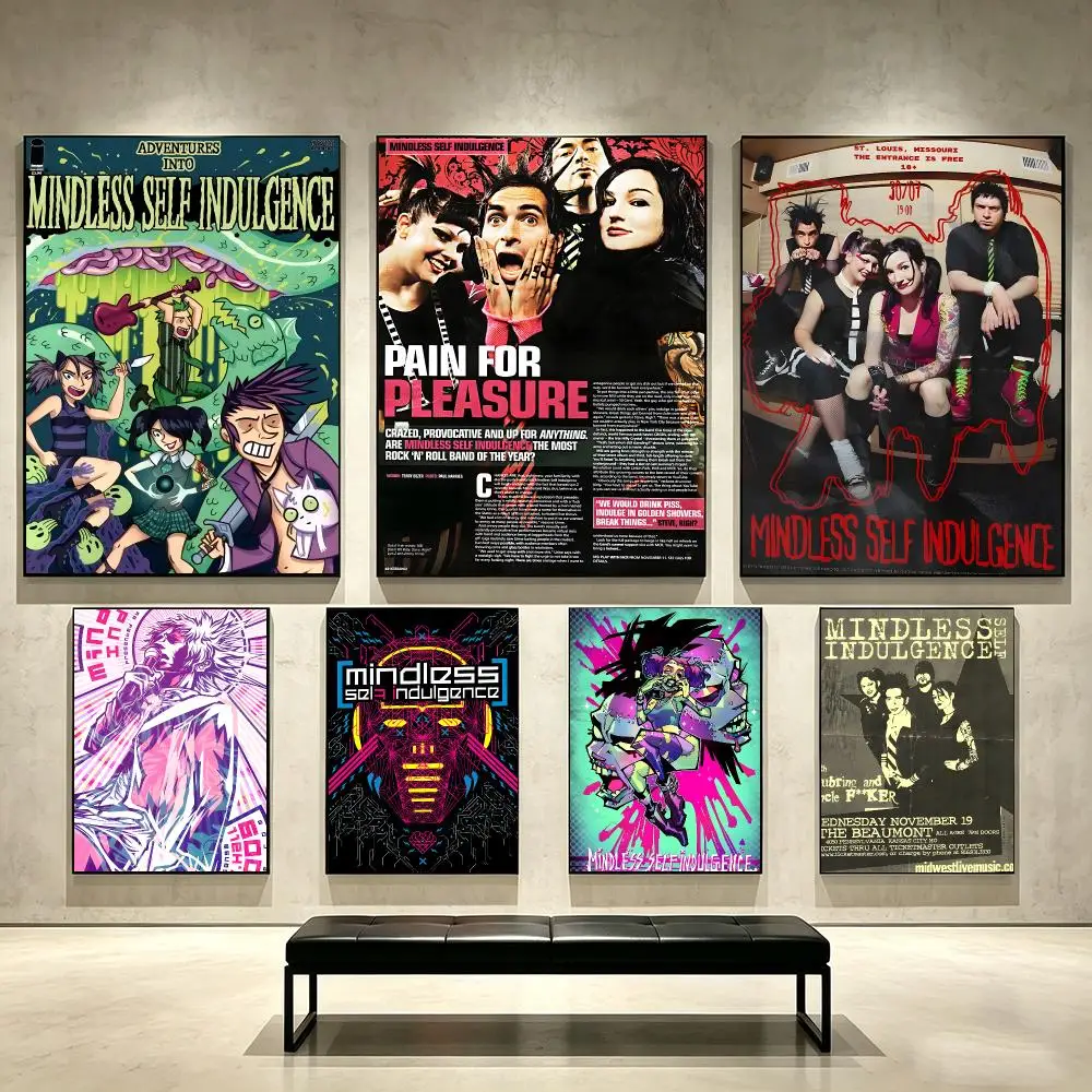Punk band Mindless Self Indulgence Poster Self Adhesive PP Wall Art No Frame Bedroom Playroom Decor