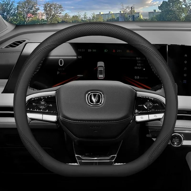 

Leather Steering Wheel Cover for Changan CS75 Plus 2nd/3rd Gen/CS75/Yidong/UNIT/UNIZ - Anti-Slip Universal Fit (35cm-38cm)