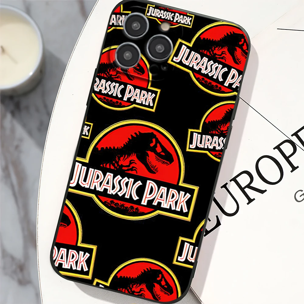 J-Jurassic P-Park Phone Case for iPhone 12 11 13 14 15 16 Max Pro Plus Black Soft Silicone Cover