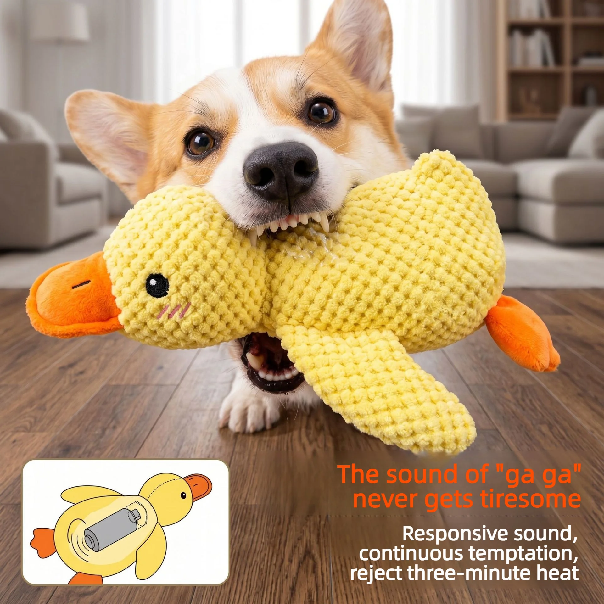 Quacking Duck Plush Dog Toy Chew Resistant Durable Squeaky Teeth Grinding Toy Stress Relief Soft Companion For Small Large Dogs