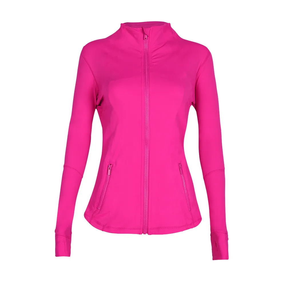 L Damska odzież do jogi Kurtka damska z długim rękawem Zamek błyskawiczny Siłownia Sport Fitness Slim Fit Kurtki Outdoor Casual Odzież chroniąca przed słońcem