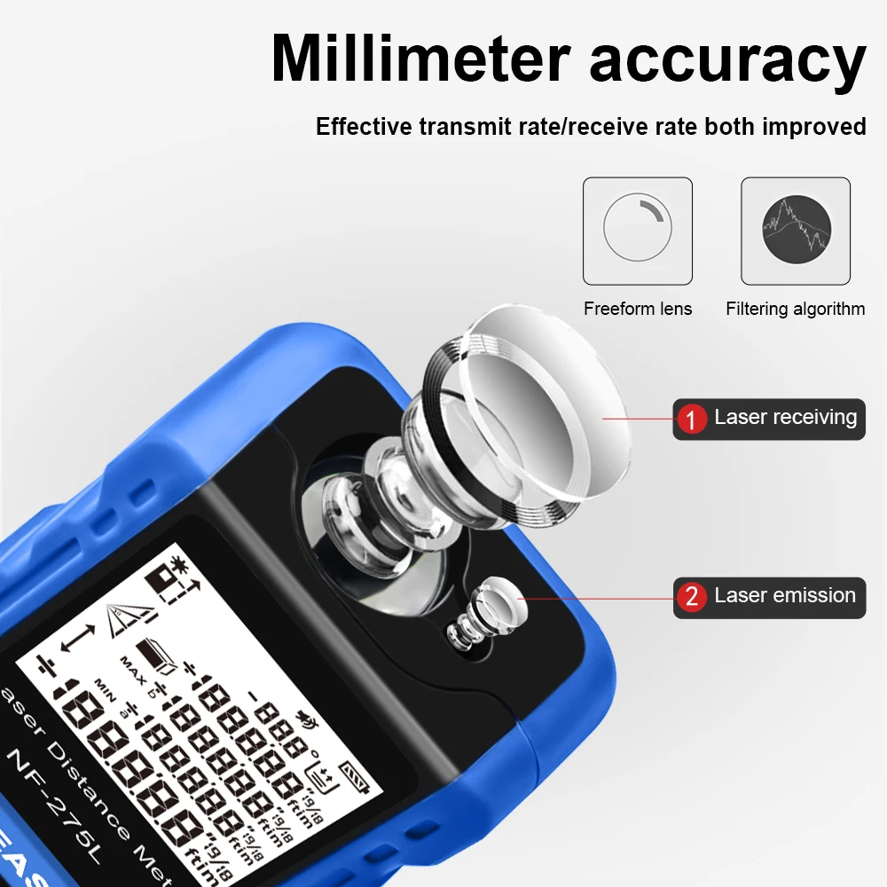 Noyafa Digital Laser Rangefinder Green Beam Laser Distance Meter 60/100M Professional Rangefinder Hight Accuracy Range Finder