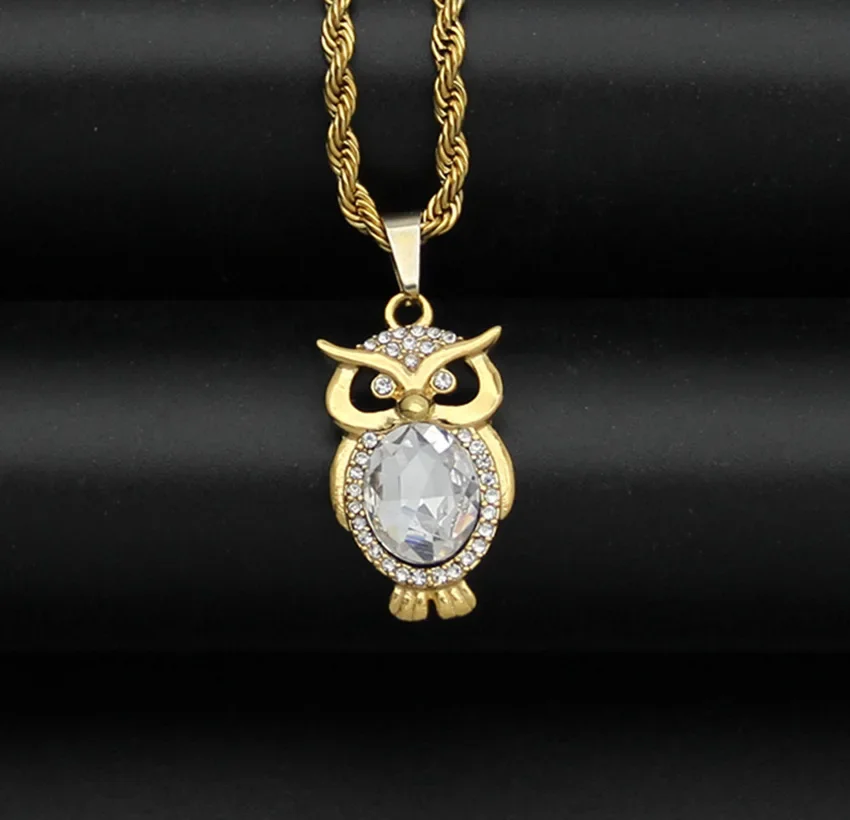 

Boutique Cute Owl Stainless Steel Gilded Pendant Fashion Trend Men's and Women's Necklace Clothing Accessories Jewelry Gift