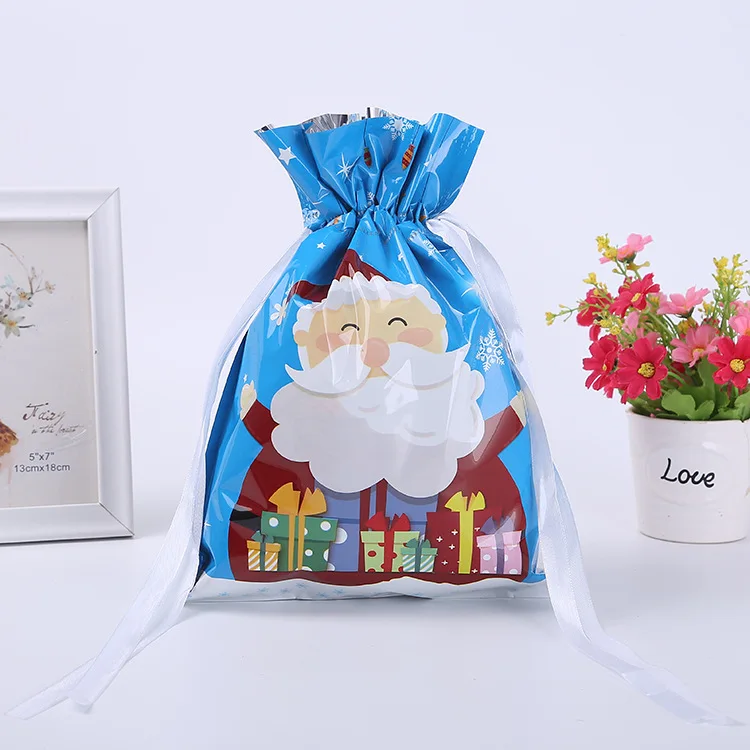 10 SZTUK 32X24CM Duże świąteczne worki na prezenty Torby na prezenty ze wstążką Torby do przechowywania prezentów Xmas Presents Party Decoration — zdjęcie 5