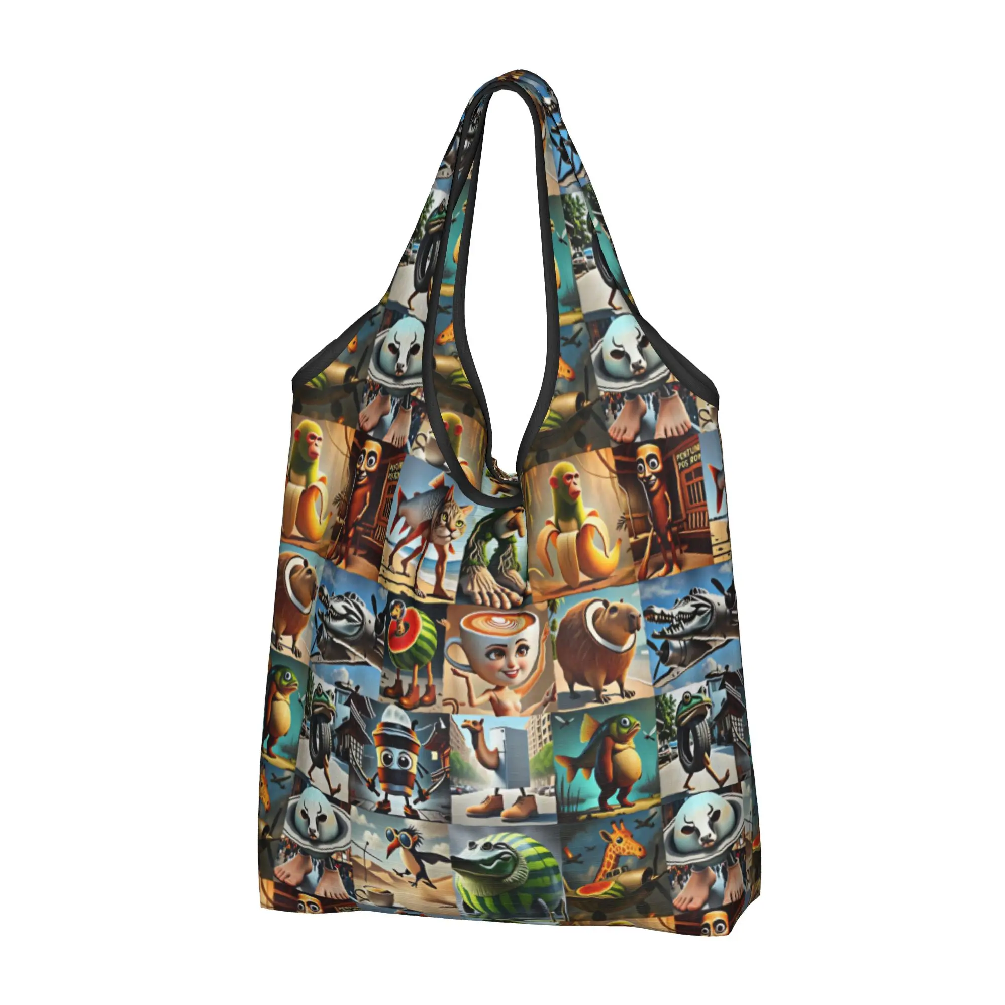 Bolsa de Compras Reutilizable con Diseño de Meme Divertido Italiano, Bolsa de Mano Portátil TUNG TUNG TUNG SAHUR FUNK, Bolsas de Supermercado