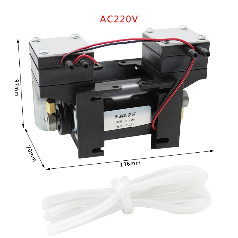 12V/220V High Positive Negative Pressure Vacuum Pump Large Beauty Instrument Mute Double Head Diaphragm Pump Micro Air Pump