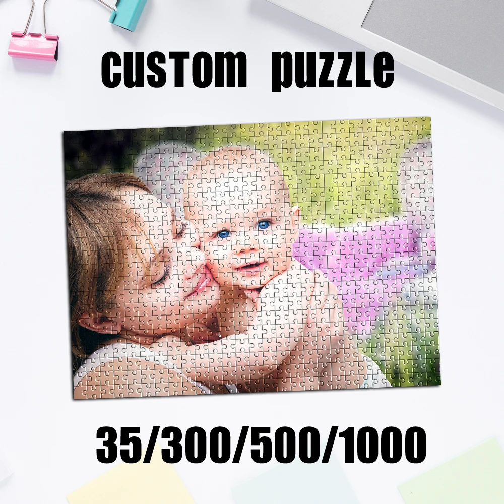 35/300/500/1000pcs Personalized Custom Photo Puzzle family photo DIY Toy Envelope Decoration Collectiable Gift Present Christmas