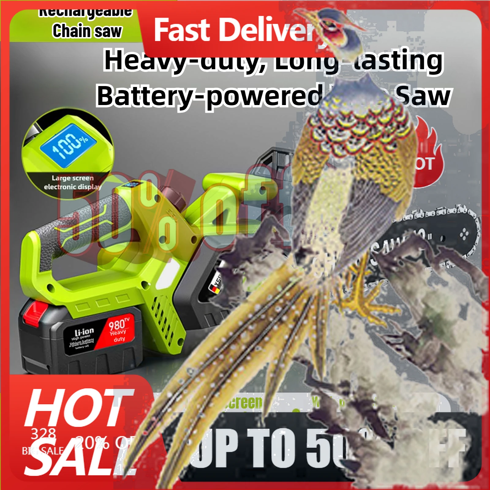 

【Fast Delivery】Rechargeable Chainsaw Small Household Handheld Electric Lithium Battery Large Capacity Saw Tree Artifact Chainsaw