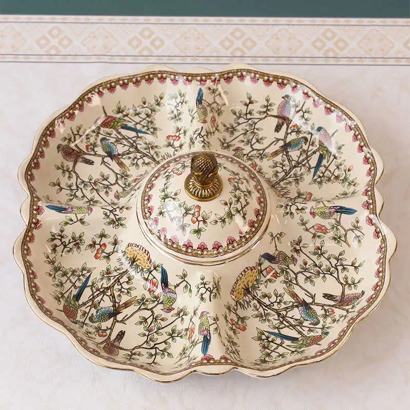 

European Ceramic Fruit Plate New Chinese-style Snack Candy Dessert Serving Dish Ornaments Storage Trays